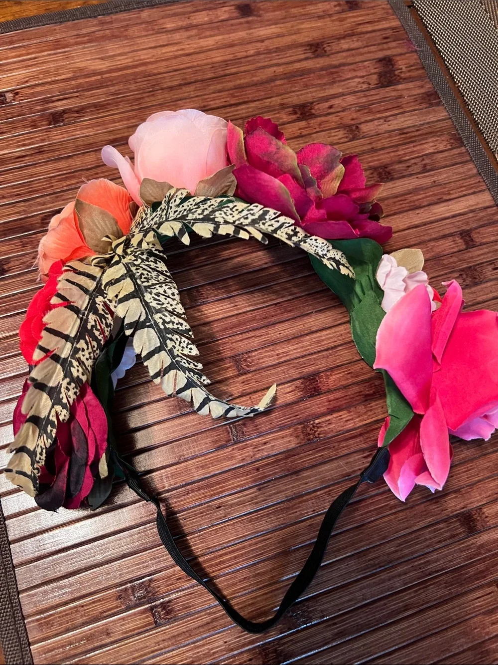 Floral Feather Headband - Pink, Fuchsia, Coral